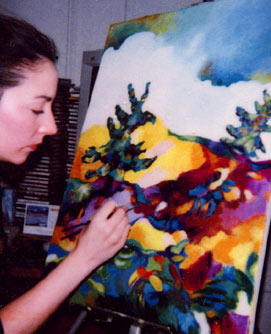 Deanna painting Two Trees